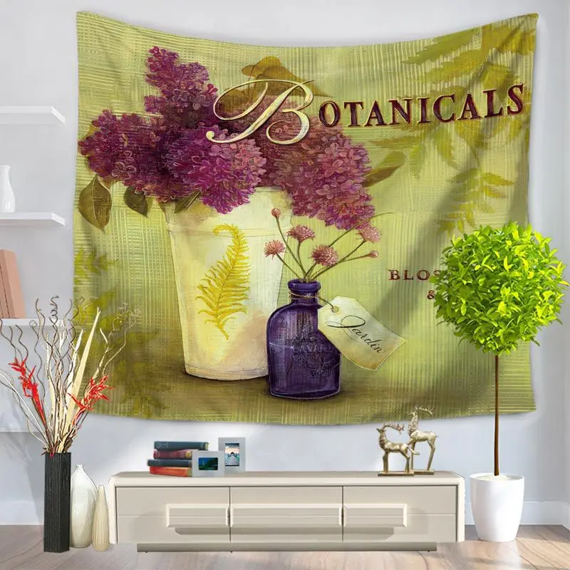 

Home Decorative Wall Hanging Carpet Tapestry Rectangle Bedspread Brief Flower vase Pattern GT1050