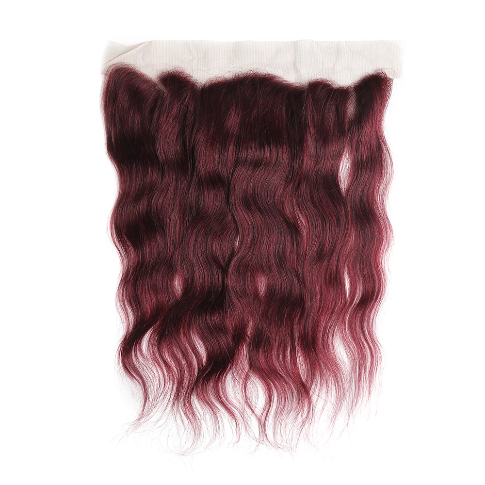 99J/Бургундия натуральные волнистые человеческие волосы пучок s с фронтальной не-Реми бразильские красные волосы ткет пучок с закрытием kemy Hair