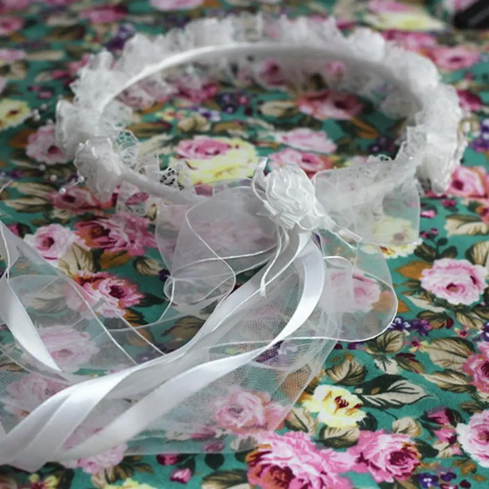 

Lace Flower Girl Hair Clasp Cute Children Headband Kid Photography Props Lovely Veil Baby Crown Adjustable Headdress Accessories