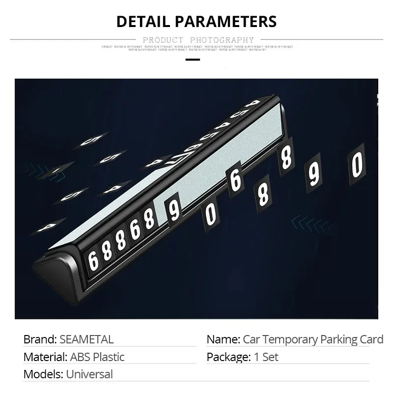 Car Temporary Parking Card Luminous Phone Number Night Magnetic Plate Cards Dual Number Sticker Hidden Auto Interior Accessories (2)