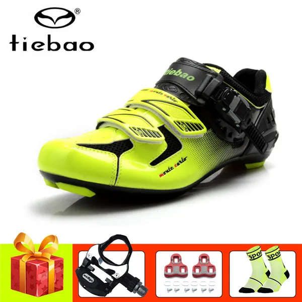 Tiebao, обувь для велоспорта, для езды на велосипеде,, мужские, женские, велосипедные педали, на липучке, велосипедные кроссовки, самоблокирующиеся, ПУ, дышащая обувь для езды на велосипеде - Color: pedals for 1303 G
