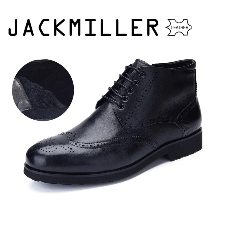 Jackmiller мужские ботинки из коровьей кожи на плоской шерстяной подкладке теплые