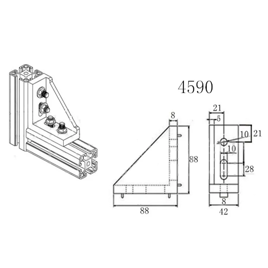 Горячая Распродажа 5 шт. 4590 Угловой Монтаж угол алюминиевый L Тип Соединительный кронштейн крепеж подходит для использования 4590