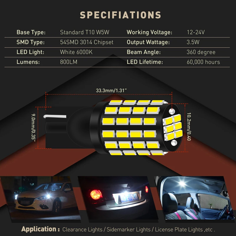 4x W5W T10 Canbus led  168  ñ׳ ȣ Ʈ ȭƮ 194 K Ʈũ  Ŭ    12V, ڵ  Ʈ   Ʈ