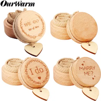 

OurWarm Wedding Wood Boite Ring Bearer Box Letter Jewellery Box Rustic Boho Wedding Valentines Engagement Party Decoration