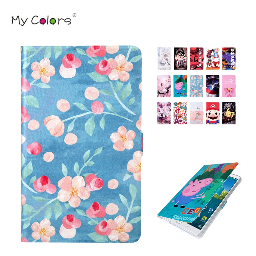 

Tab S T700 8.4'' PU Leather Stand Case Colorful Print Tablet PC Cover For Samsung Galaxy Tab S 8.4 T700 T701 T705 SM-T700 Smart