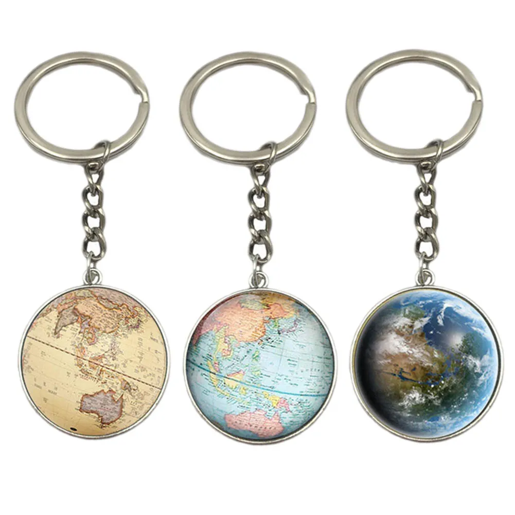 

World Travel Adventurer Key Ring World Map Globe Keychain Jewelry Earth Globe Art Pendant Keychains Gift