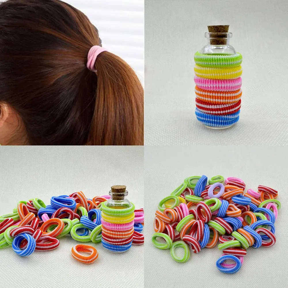 

80 pcs/set Girl Hair Band Tie Ropes Ring Candy Color Elastic Hairband Ponytail Holder women female rubber hair braider