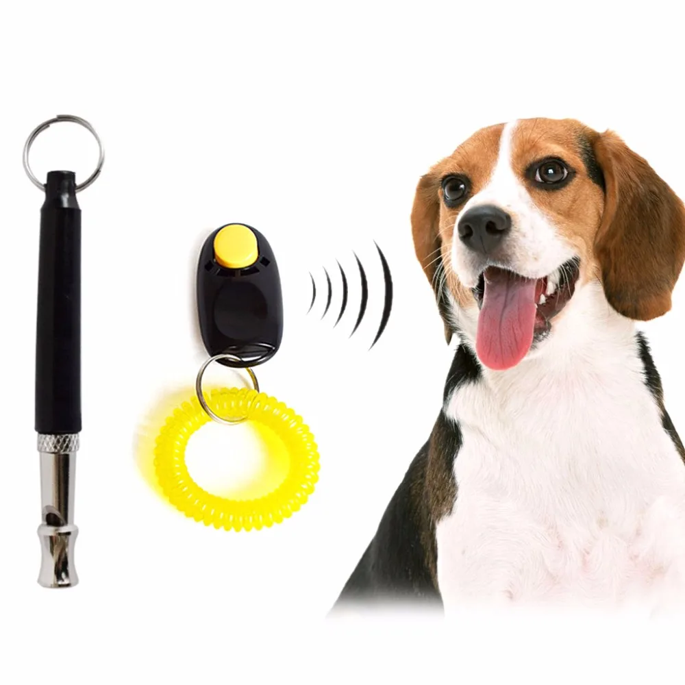 Pet Training Set Dog Training Ring Clicker Whistle Black Lanyard Convenient Effective Humanized Professional Design