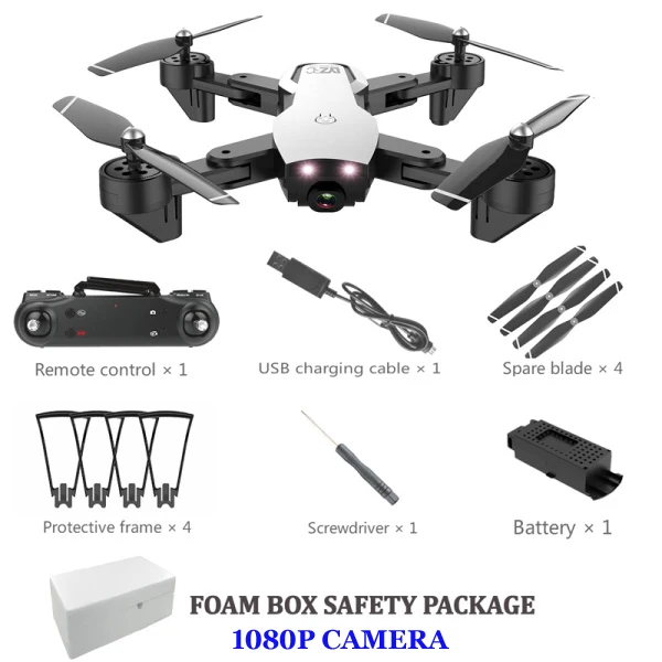 Квадрокоптер с камерой WI-FI FPV широкоугольный оптического потока позиционирования Складная рукоятка RC дрон с камерой HD - Цвет: 1080p white 1battery