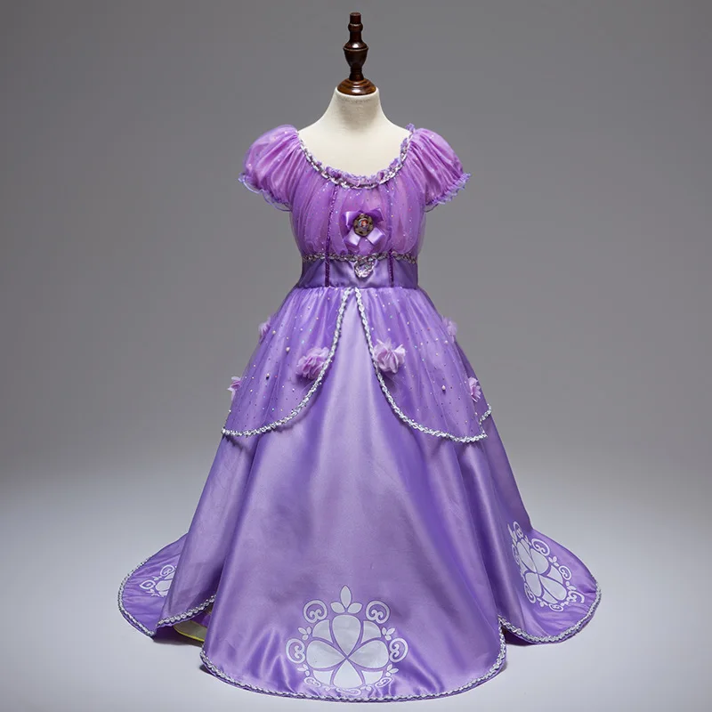 

Children's Dresses Halloween Cos Sofia Princess Dress Printed Cotton Lantern Sleeve Dresses A-Line O-neck Children Clothing