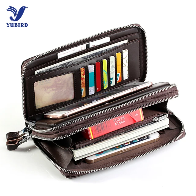 Luxury Brand Business Men Wallets Long PU Leather Cell Phone Clutch Wallet Purse Hand Bag Top ...