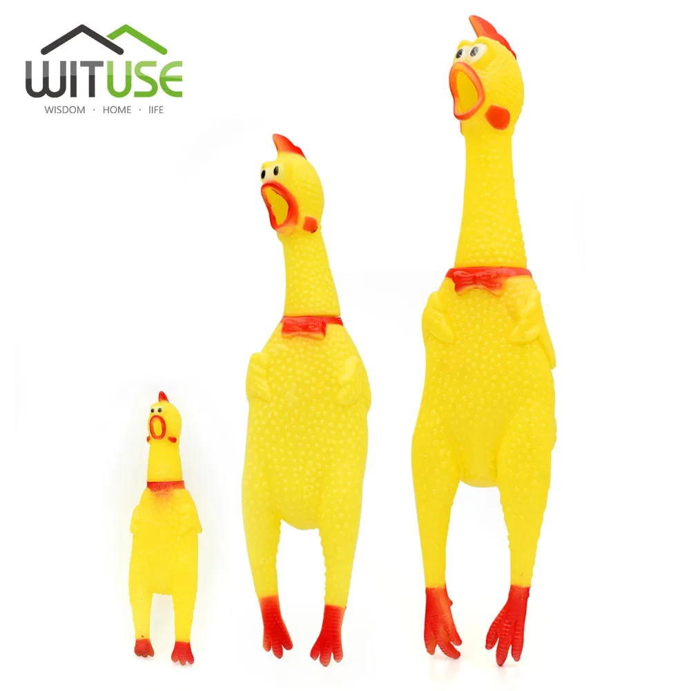 

17cm 32cm 40cm Yellow Rubber Screaming Chicken Squeeze Sound Dog Puppy Cat Pet Toys Squeak Squeaker Chew Gift Toy