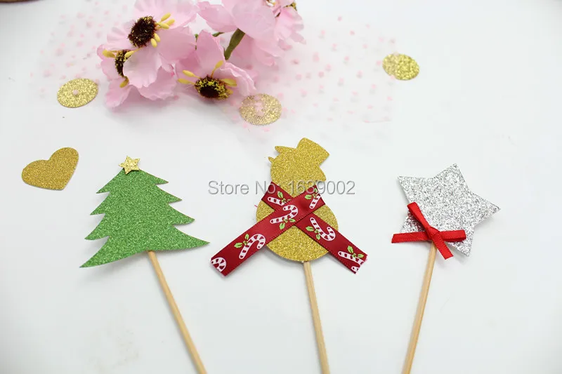 

10sets/lot Free Shipping Creative Snowman Cake Topper Christmas Cake Topper Party Decor