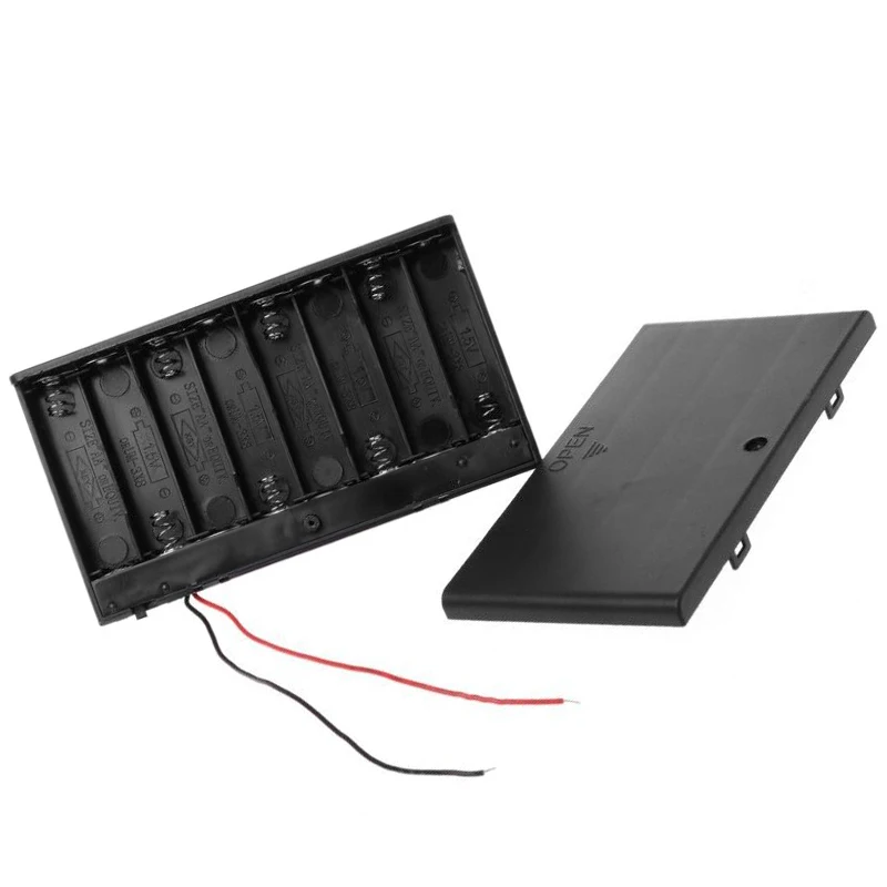 

DIY Box Holder Case With Cover ON/OFF Switch Wire For 8x 1.5V AA Battery DC 12V