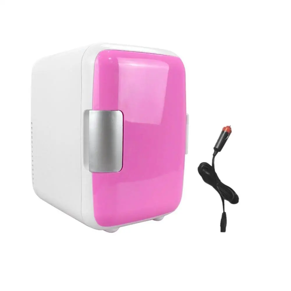 Компактный размер 4л автомобильные холодильники Ультра тихий низкий уровень шума автомобильные мини-холодильники морозильная камера охлаждающая нагревательная коробка холодильник - Цвет: Pink-Car