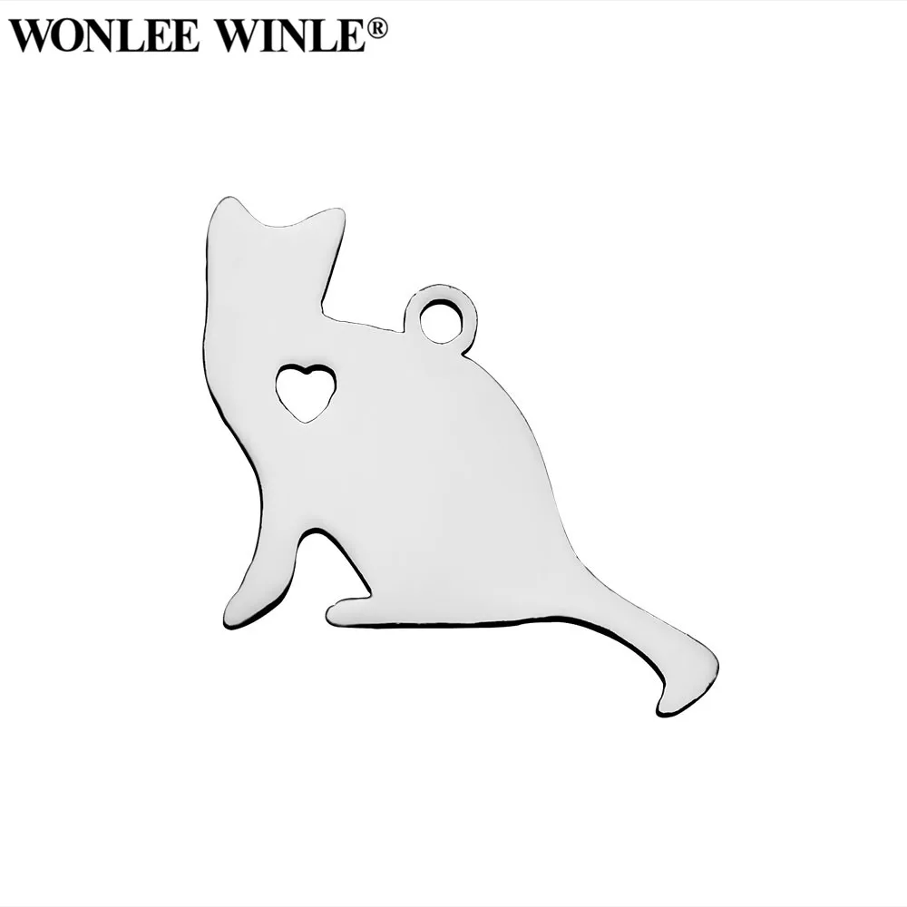 Wonlee Winle DIY полностью отполированная нержавеющая сталь 316l Love my Cat Pets подвески для