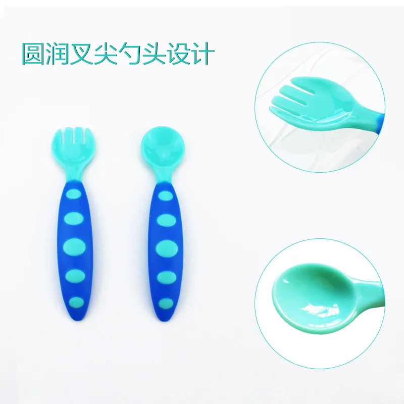 

2pc Baby Silicon Spoon Soft Silicone Feeding Spoon Spoon Safety Tableware Children Tableware Baby Spoon Fork Set for Baby Kids