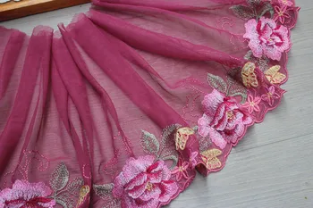 

26cm 10.23"*2Y Embroidered Floral Elastic Tulle Lace Trim ~Gorgeous Beauty~