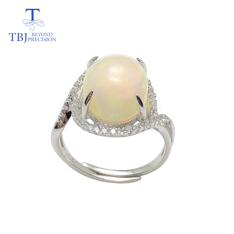 

TBJ,Natural Ethiopia opal oval 10*14mm 4.8ct gemstone ring 925 sterling silver precious stone jewelry with gift box for woman