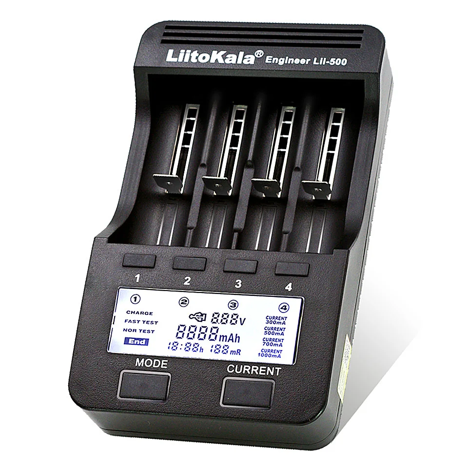 Умное устройство для зарядки никель-металлогидридных аккумуляторов от компании Liitokala Lii-500 ЖК-дисплей 3,7 V 18650 18350 18500 17500 25500 10440 14500 26650 1,2 V AAA зарядное устройство для никель-металл-гидридных и литиевых Батарея Зарядное устройство