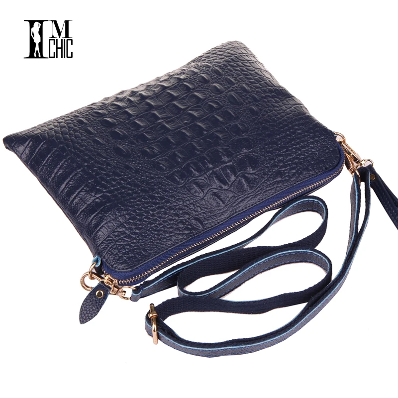 Vintage Crocodile Ladies Leather Bags Lux Split Cowhide Tablet Clutch Bag Sexy Female Crossbody Shoulder Designer Handbags Girl