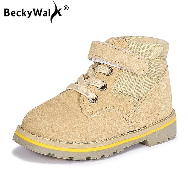 

BeckyWalk Children Snow Boots Autumn & Winter Suede Martin Ankle Boots Kids Boys Sneakers Plush Warm Girls Boots Shoes CSH659