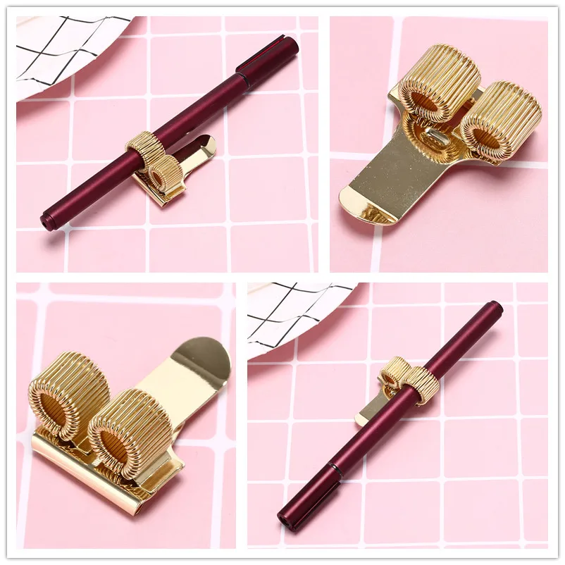 1pc Multifunction Creative Triple 2 Hole Pen Holder With Pocket Clip
