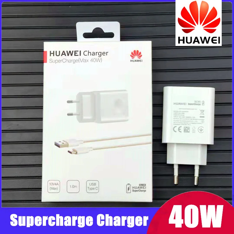 

Original Huawei P30 Pro supercharge Charger 40W EU power adapter fast charge usb c cable for p20 mate 20 30 10 p10 nova 5 5e 5i