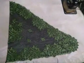 

Green on Black Based Church Lace Veil ,Wedding Lace Mantilla with Beautiful Color ,Spanish Lace Mantilla Veil