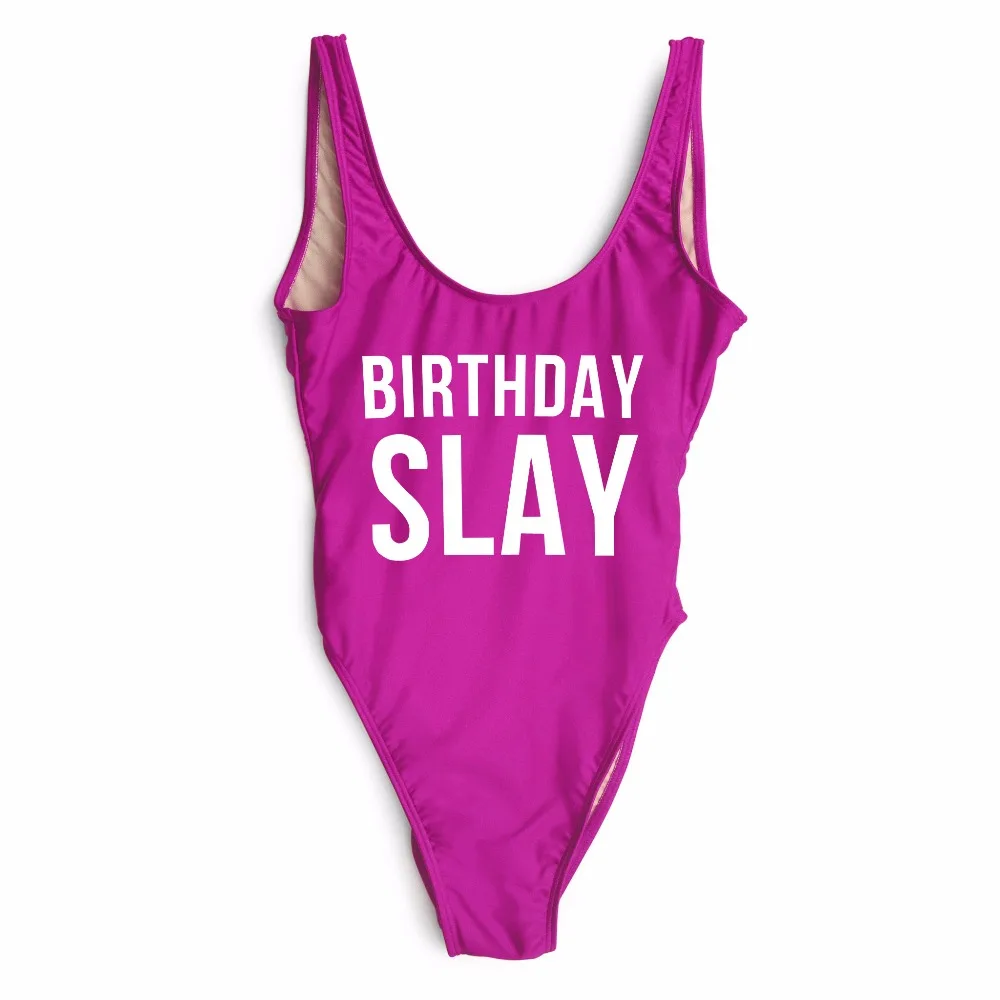 Women's Sexy Swimwear birthday suit One piece Swimsui Jumpsuits Letter