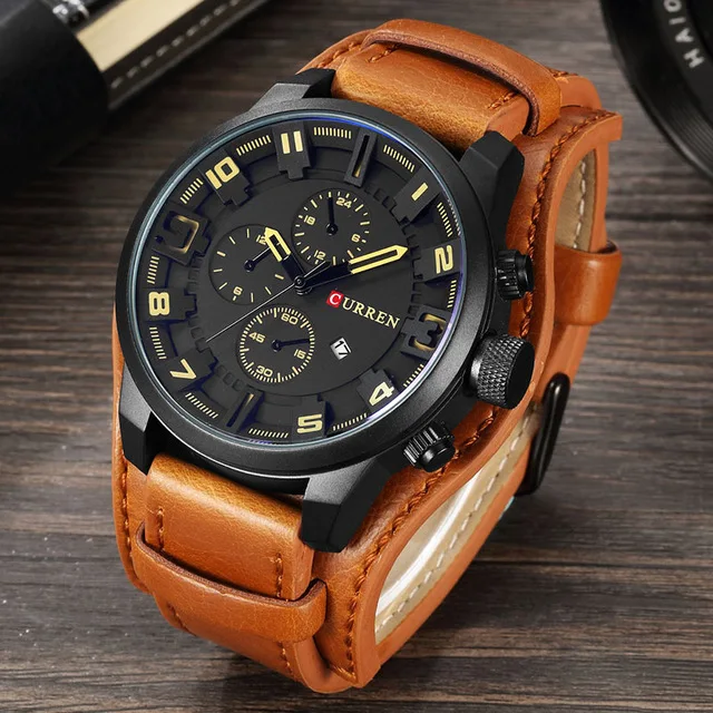 

CURREN Watch Men Military Quartz Watch Mens Watches Top Brand Luxury Leather Sports Wristwatch Date Clock relogio masculino 8225