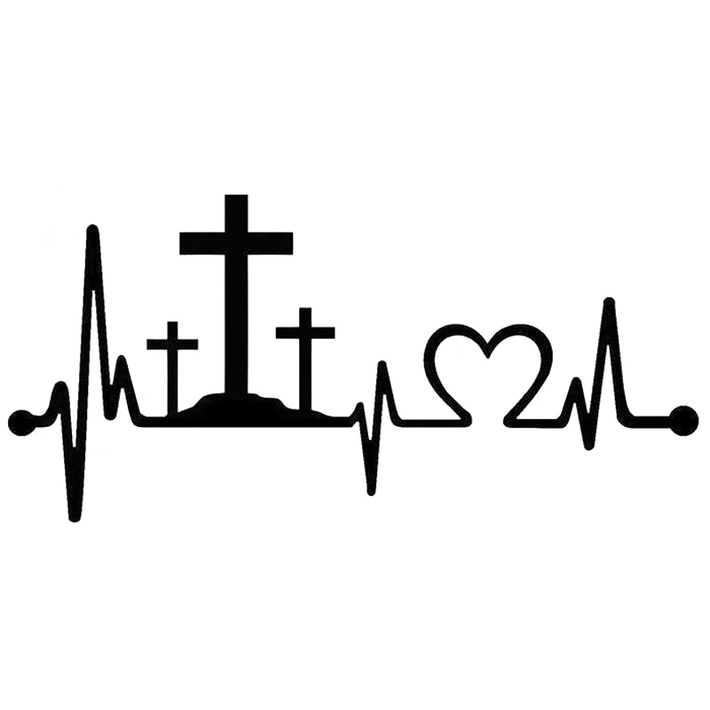 

20cm*9.4cm Three Crosses Cross Jesus Faith Vinyl Decal Car Sticker Black/Silver S6-3423