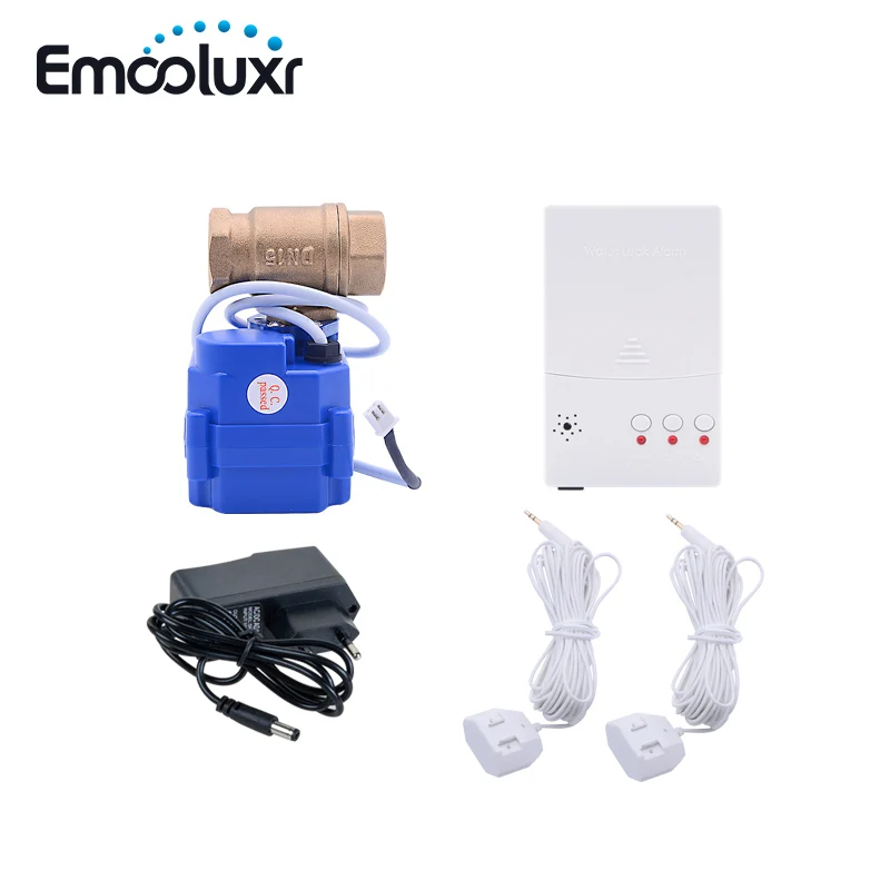 Water Leakage Detector Sensor Auto Shut Brass Valve BSP DN15 Sensitive Water Leak Sensor Alarm System Russia Ukrain Kazakstan