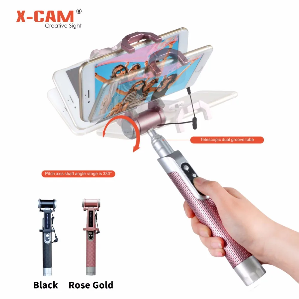 

X-CAM T2 Angle Adjustment Electric Control Selfie Stick for smartphone Iphone 6s Iphone X Samsung Huawei