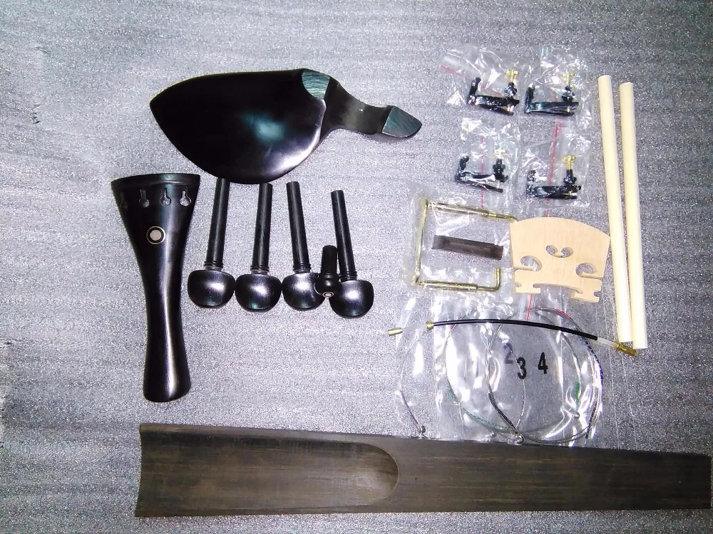 1 Set Nice Ebony Violin Parts SF02 with String bridge fine tuner ebony saddles fingerboard violin