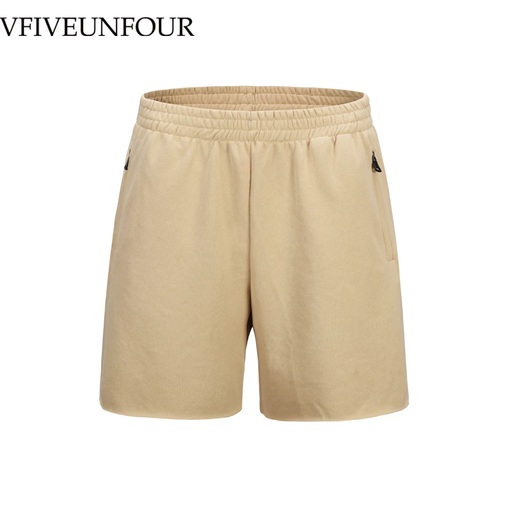 VFIVEUNFOUR/ летние уличные однотонные шорты Харадзюку на молнии, черные, хаки, зеленые уличные мужские повседневные шорты в винтажном стиле