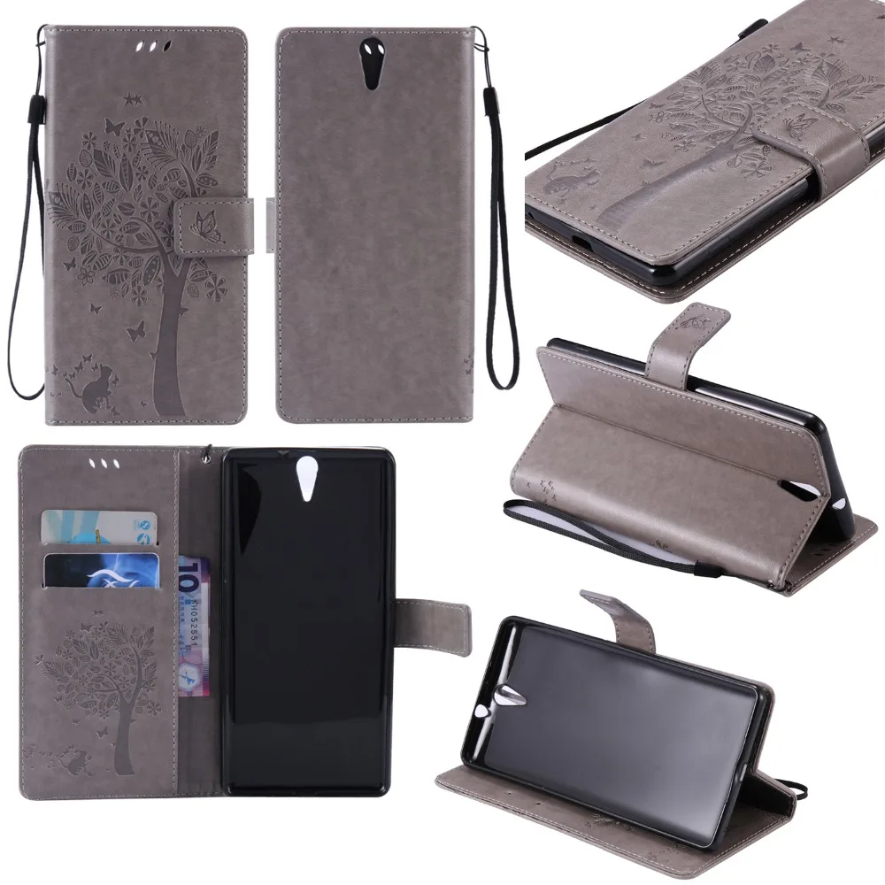 

3D Tree For Sony Xperia C5 Ultra Dual Wallet Magnet Flip Cover Leather Phone Case For Sony E5 F3311 F3313 Capa For Sony C5 Ultra