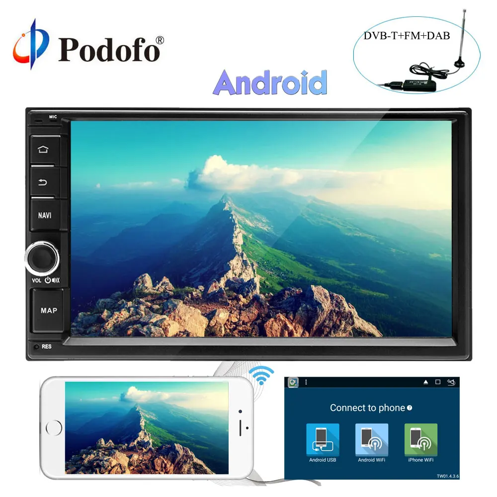 

Podofo Android 7.1 Car Radio 7'' 1din GPS Navigation WIFI Touch Screen Car Radio DAB MP5 Player Bluetooth Mirror Link Autoradio