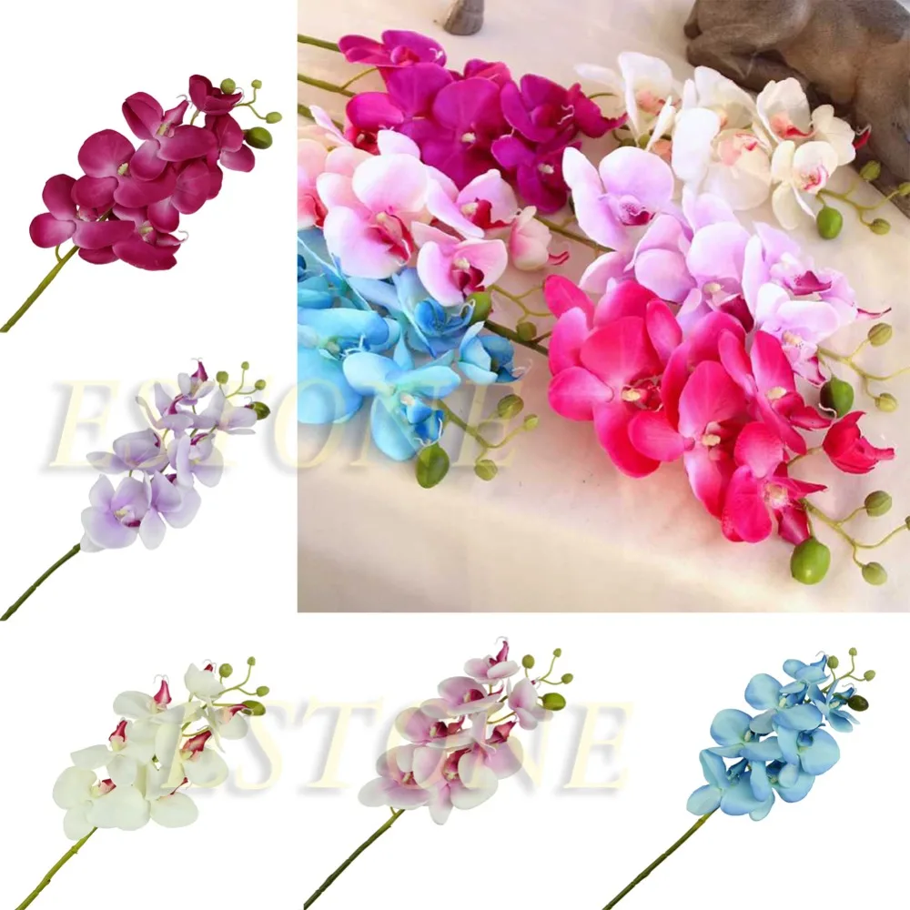 Artificial Butterfly Orchid Silk Flower Phalaenopsis Bouquet Wedding Home Decordecorative dried