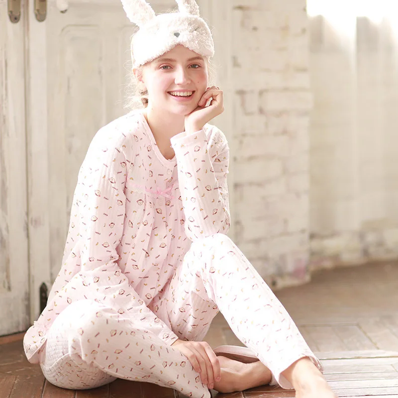 

2019 New Cotton Round Neck Print Ruffled Casual Home Pajamas