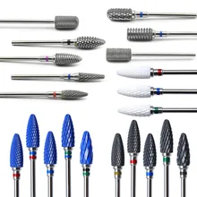22 Type Nail Drill Bits For Electric Machine Manicure Ceramic Milling Cutter Accessory Rainbow Tungsten Carbide Drill Nail Files tungsten carbide round flow drill m6 with short type