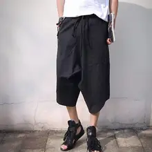 Ctrlylts черные льняные брюки мужские укороченные штаны Свободные шаровары летние большие шаровары Одежда певицы M-XXL