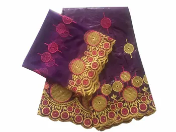 

2019 New arrival Stone african Bazin riche getzner fabric with embroidery lace / bazin riche dress material Nigerian
