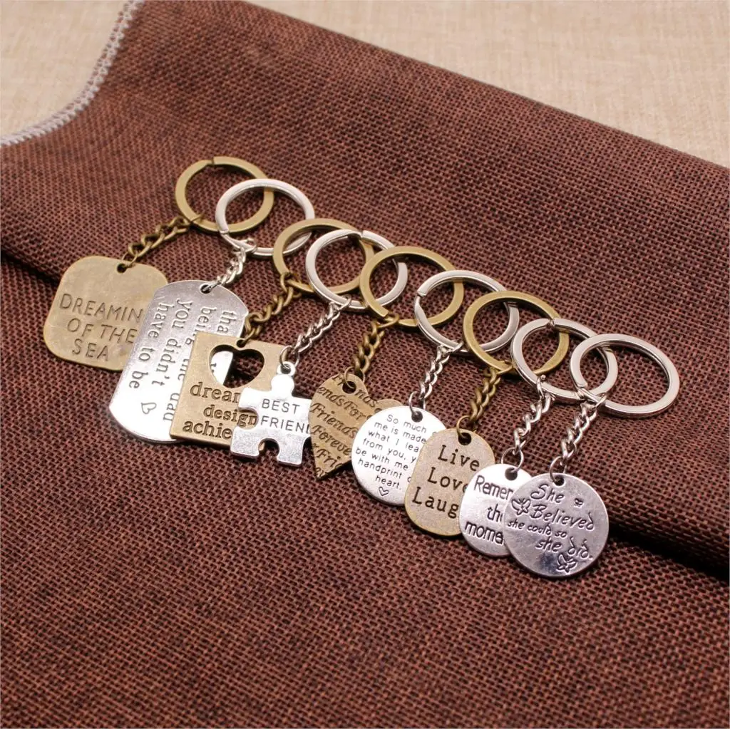 

3 Piece key keychains text tag car key chain teachers day gifts