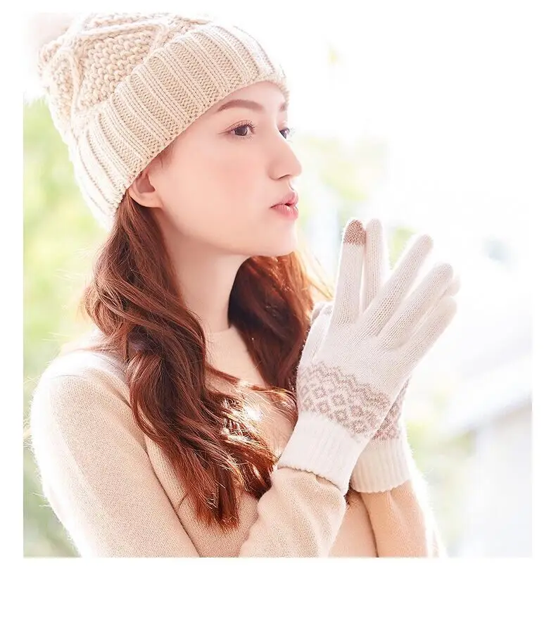 Зимние вязаные шерстяные перчатки Дамы смартфона с помощью Перчатки Версия пару моделей дикие Для мужчин плюс бархатные толстые теплые