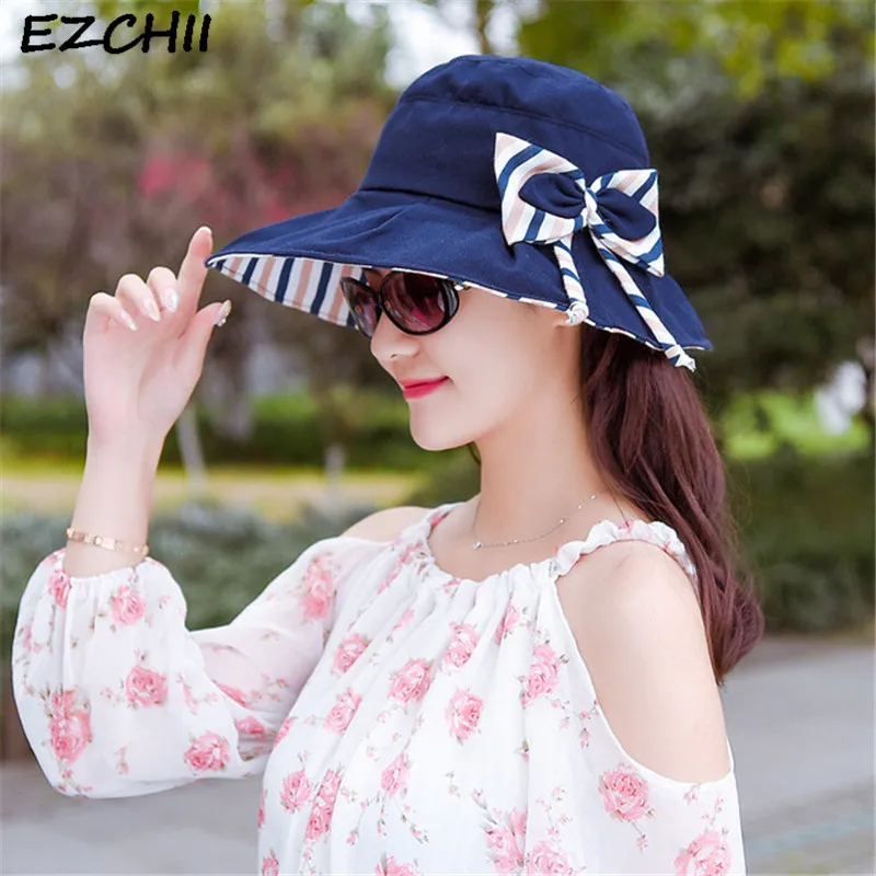 جديد UV شمس الصيف القبعات للنساء السيدات واسعة كبيرة حافة شاطئ كاب عطلة جولة قبعة القوس مخطط قماش قبعات 6Q1458 جديد UV شمس الصيف القبعات للنساء السيدات واسعة كبيرة حافة شاطئ كاب عطلة جولة قبعة القوس مخطط قماش قبعات 6Q1458