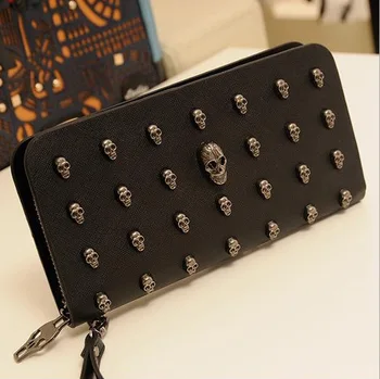 

2019 hot selling Personalized Skull Purses and Wallets Unisex Card Holder Coin Purse Gothic wallet Feminina Masculina