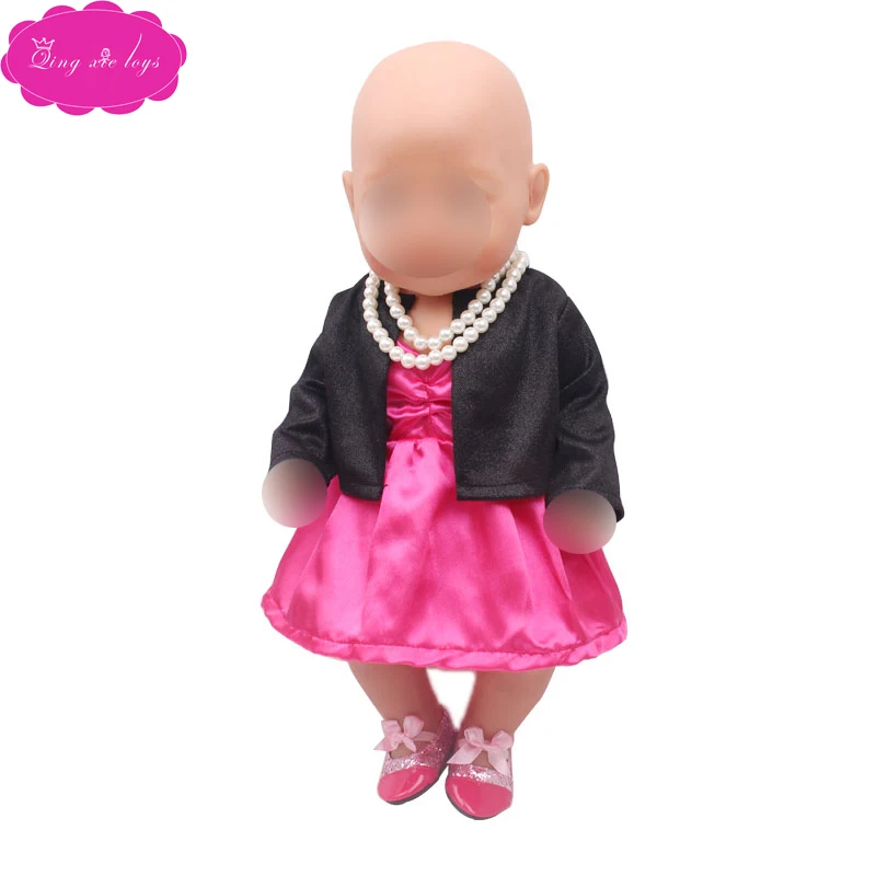 

43 cm baby dolls Clothes fashionable black rose-red suit Baby toys fit American 18 inch Girls doll f320