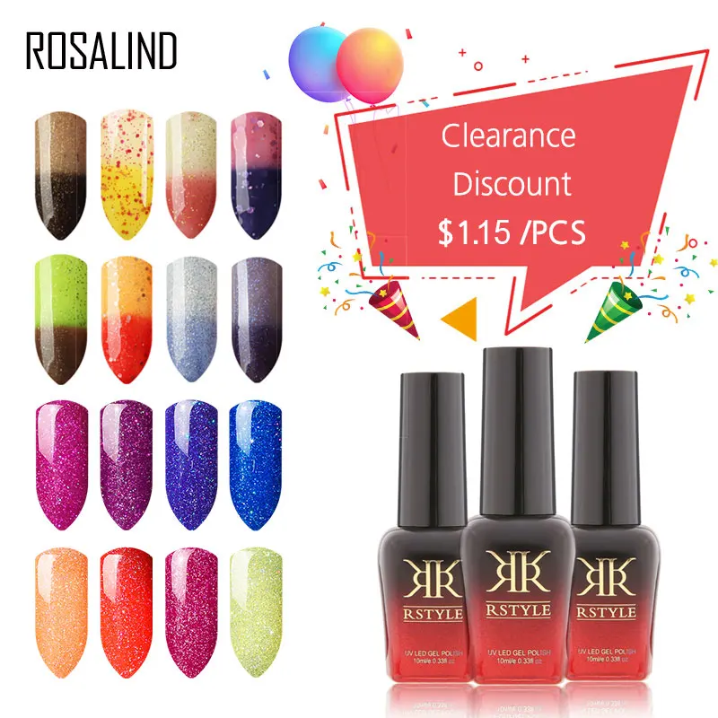 

!!! Clearance Discount!!! ROSALIND Gel Varnishes Temperature Color Rainbow Nail Polish UV Cured All For Manicure Nail Gel Polish